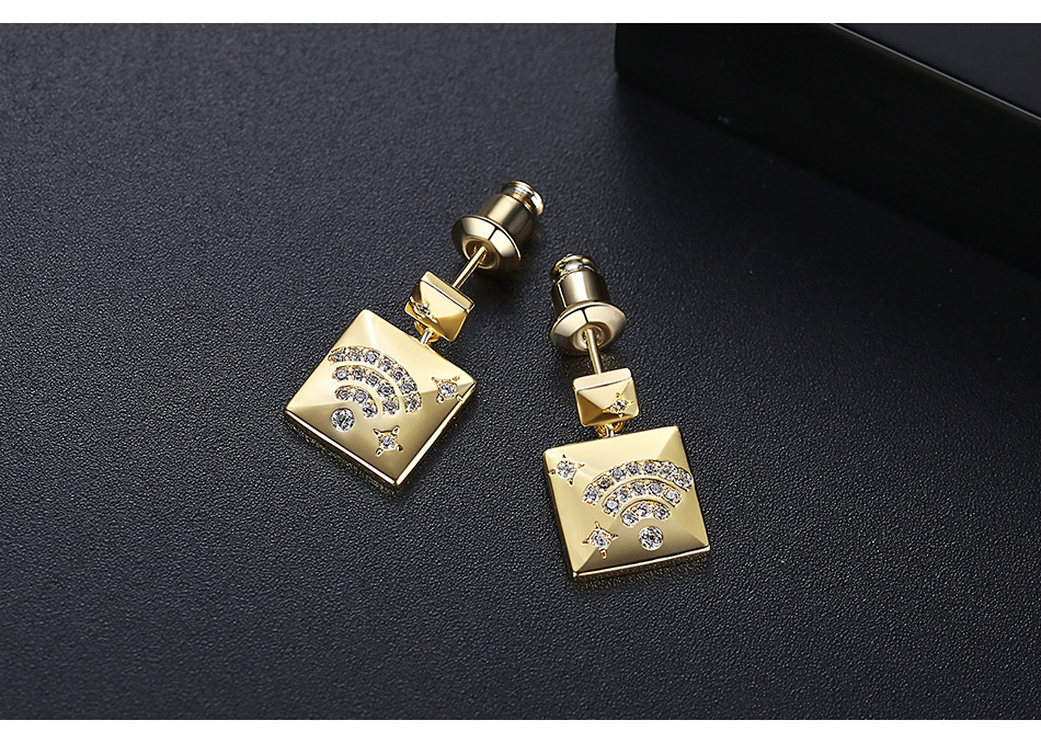 Fashion Gold Copper Inlaid Zircon Earrings display picture 5