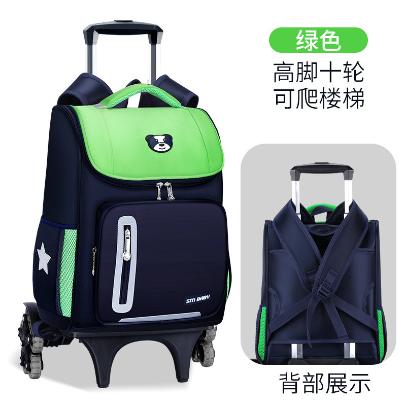 Fábrica de la escuela primaria estudiante carretilla mochila personalizada de tres ruedas de seis ruedas desmontable de doble uso escalera escalada personalizada impresa LOGO