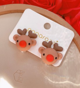 Christmas Festival Christmas Tree, Snowman, Elk Pattern Fashion Christmas Tree Snowman Elk Arylic Women's Ear Clips 1 Pair