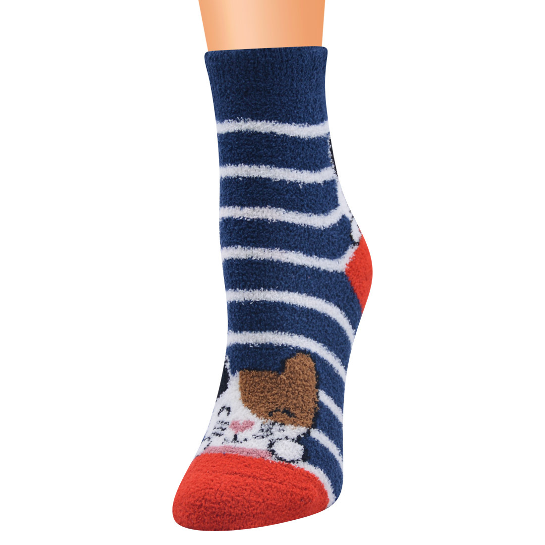 Women's Cartoon Style Cat Polyester Coral Fleece Crew Socks display picture 4