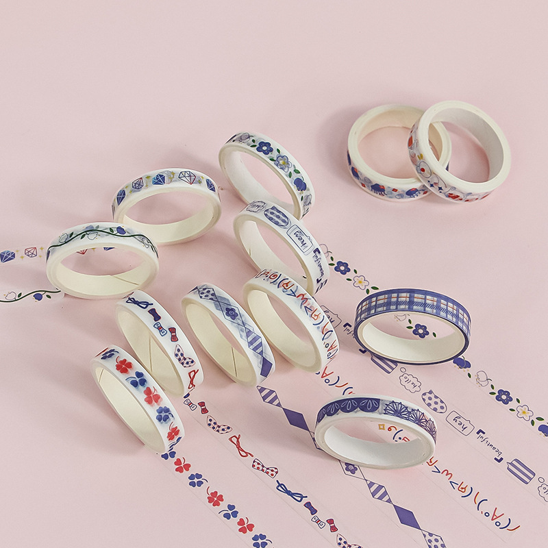 跨境专供多色可选和纸胶带10卷盒装12卷盒装彩色少女diy手账1232|ms