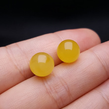 亿佳水晶天然波罗的海鸡油黄蜜蜡耳钉搭配925纯银耳针时尚简约女