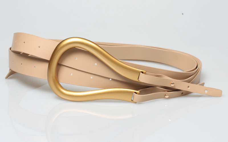 90g Weight Women'S Gender Khaki, Coffee, Grey, White, Black Color Fashion Large Metal Horseshoe Buckle Double Belt 8