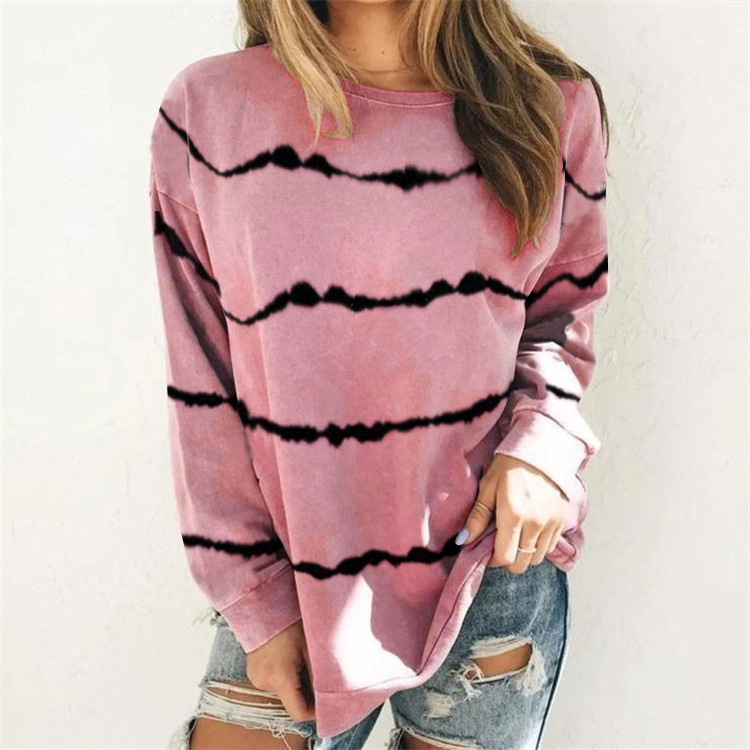 Tie Dye Striped Printed Long-Sleeved T-Shirt NSYHY106395