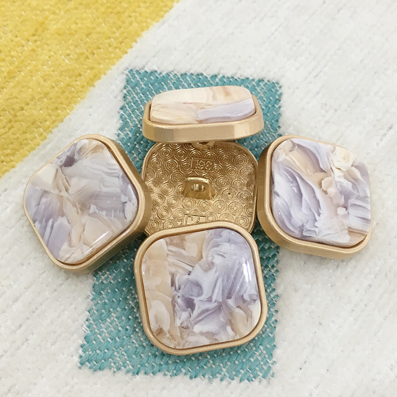 Square Metal Button All-match Suit Black High-grade Jacket Square Women's Top Button Trenchcoat Coat Accessories