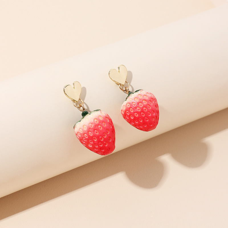 The New Sweet Fruit Strawberry Korean Earrings Wholesale display picture 5