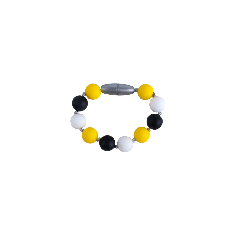 Venta caliente forma de Rosa collar de silicona mordedor masticable colgante infantil molar mordedor de silicona pulsera de cuentas