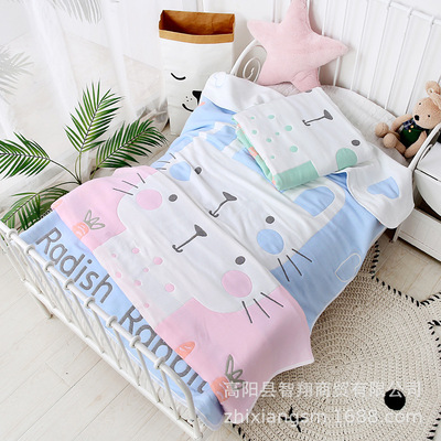 厂家八层纱布童被浴巾盖毯婴幼儿园儿童宝宝方形浴巾礼品批发定制|ru