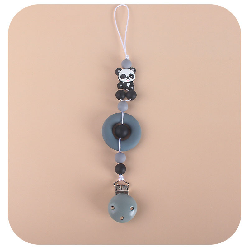 DIY bebé chupete anillo de goma Panda de silicona perlas Cadena de pezón cadena anti-caída AliExpress Amazon Venta caliente