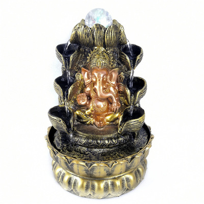 跨境 厂家直供东南亚象神佛象水景工艺品树脂流水摆件产地货源