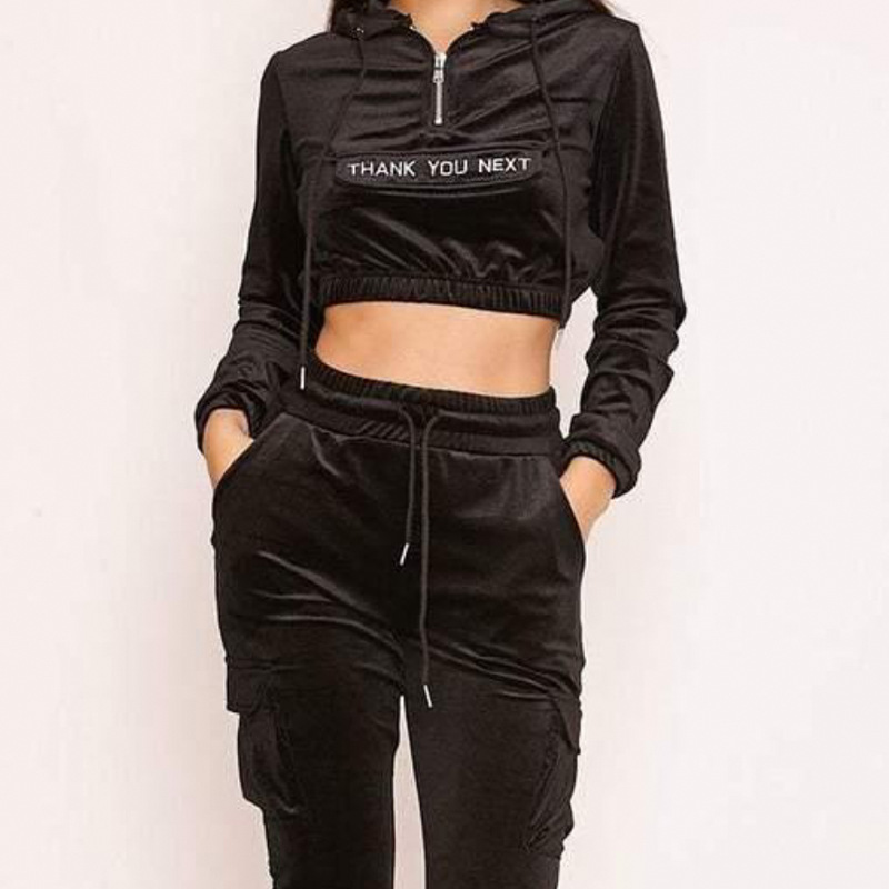 cropped hooded letter printed suede sweatshirt NSMEI55096