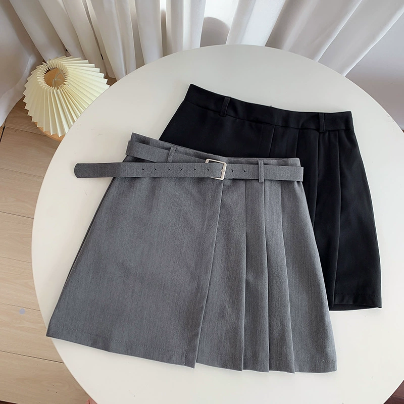 В наличии осень 2022 Новая плиссированная юбка А-силуэта с высокой талией Юбка с поясом