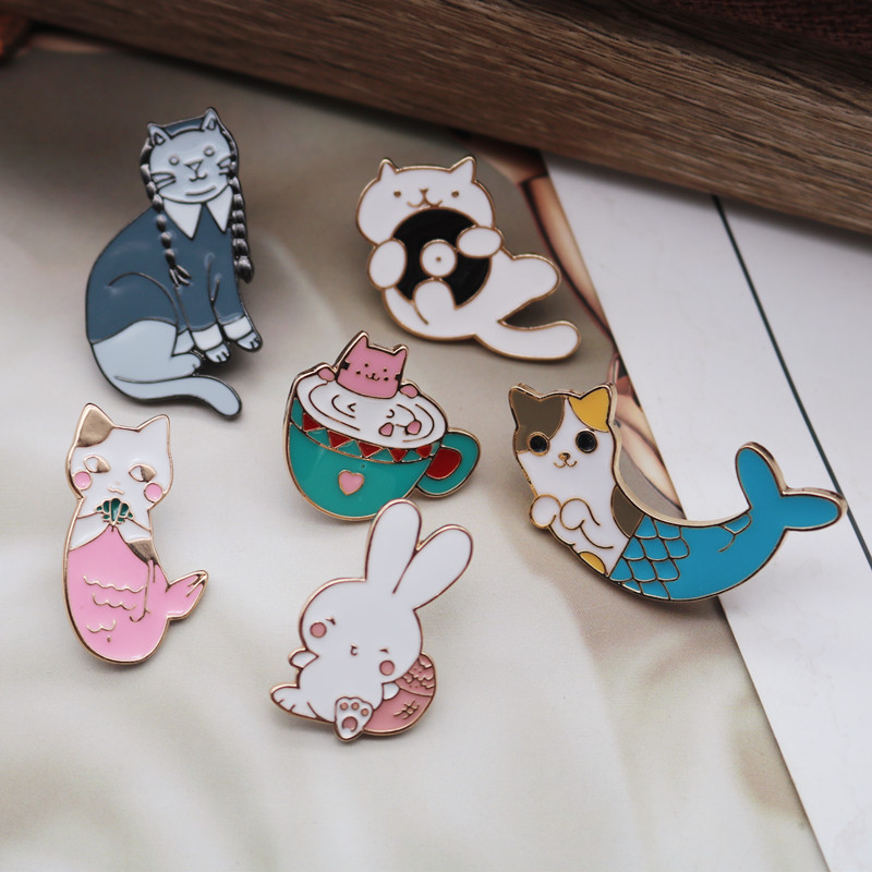 Cartoon Style Cute Cat Alloy Enamel Women's Brooches display picture 1