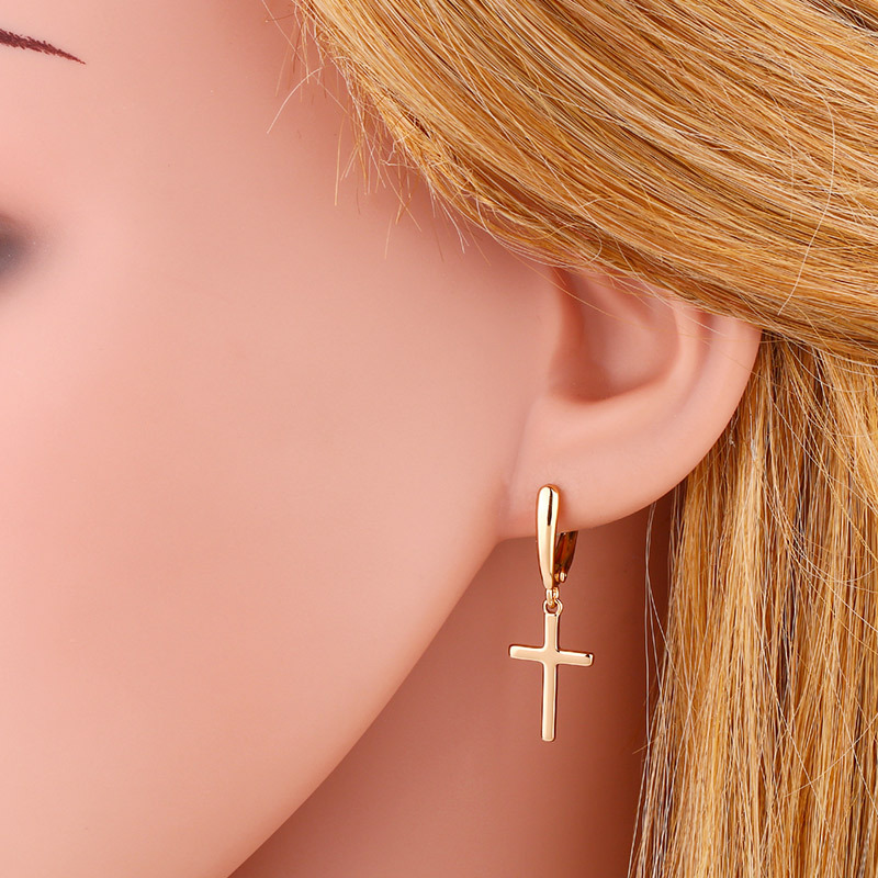 Simple Geometric Cross Ear Drop Earrings Ear Jewelry Hypoallergenic Ear Buckle Wholesale Nihaojewelry display picture 5