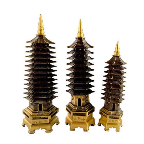 Source manufacturer wholesale machine die-casting brass Wenchang Tower 9 ninth floor 13 thirteenth floor Wenchang Tower ornaments