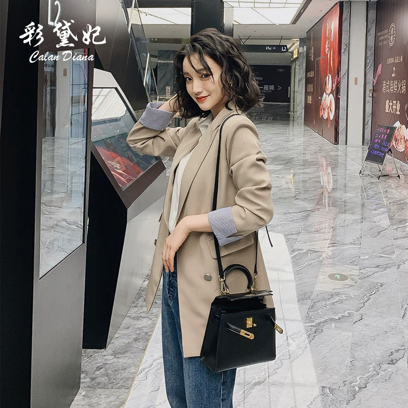 Весенний новый костюм 2025 года в корейском стиле: универсальный пиджак средней длины и приталенный повседневный костюм больших размеров