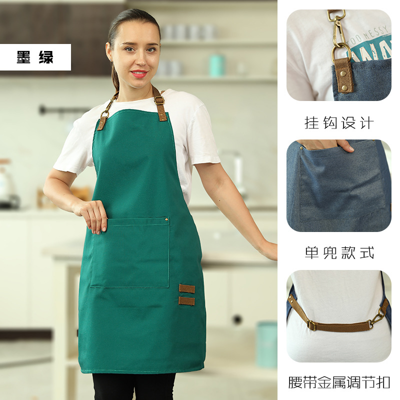 Estilo nórdico correa de hombro moda delantal leche tienda de té cocina en casa peluquería ropa de trabajo femenina Impresión de LOGOTIPO impreso