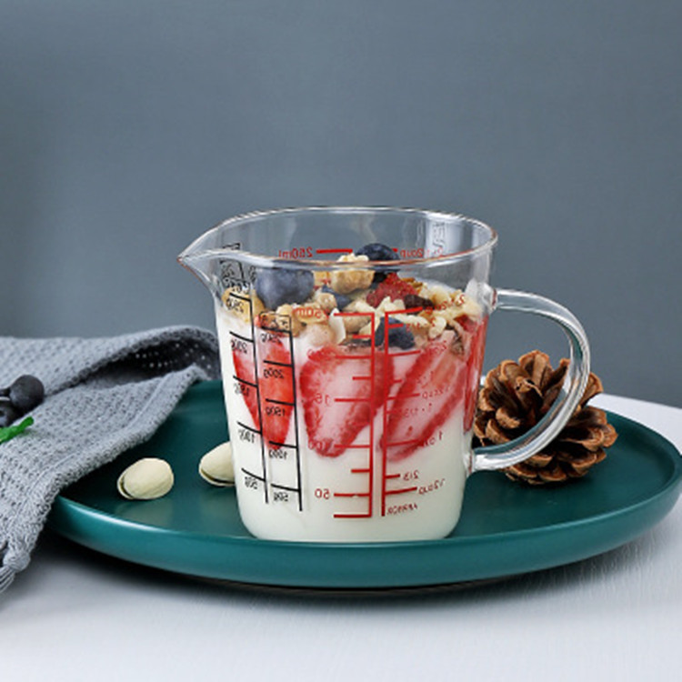 玻璃杯玻璃量杯带刻度杯玻璃水杯计量杯耐热杯具牛奶杯儿童加厚