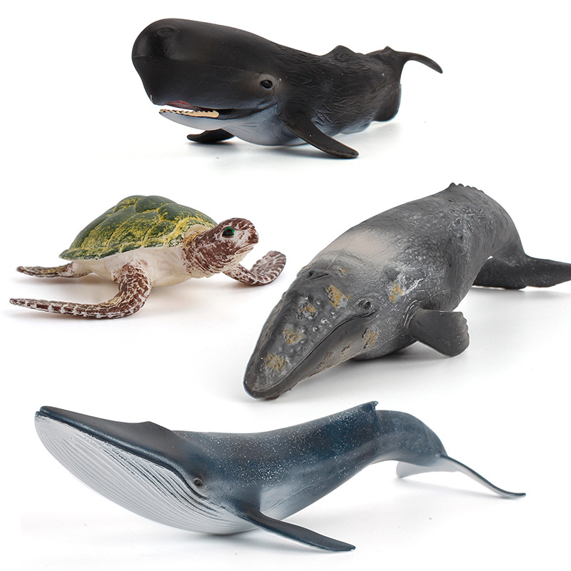 Transfronterizo nuevos niños simulación de Vida Marina modelo de juguete tortuga sólida ballena de Esperma Ballena Azul adornos cognitivos