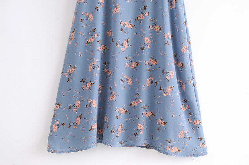 Retro Flower Color Print Bow Sleeve Dress  NSAM19347