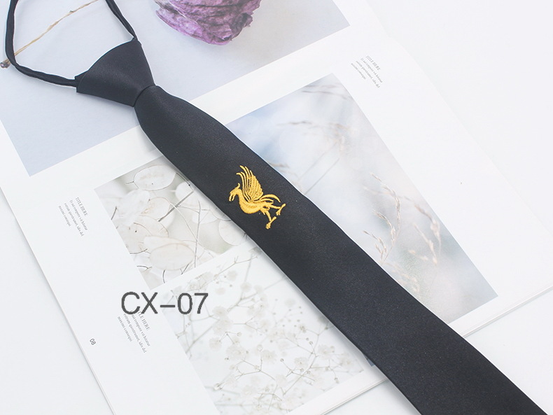 Corbata negra para hombre sin correa de cuerda moda negocios casual corbata profesional bordado personalizado