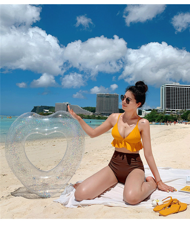new Korean bikini sexy high waist cover belly sweet lace split swimsuit NSHL3936