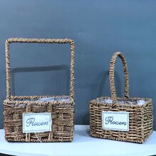 柳编草编铁艺手提花篮藤编伴手礼花蓝花盆插花篮田园多肉花盆批发