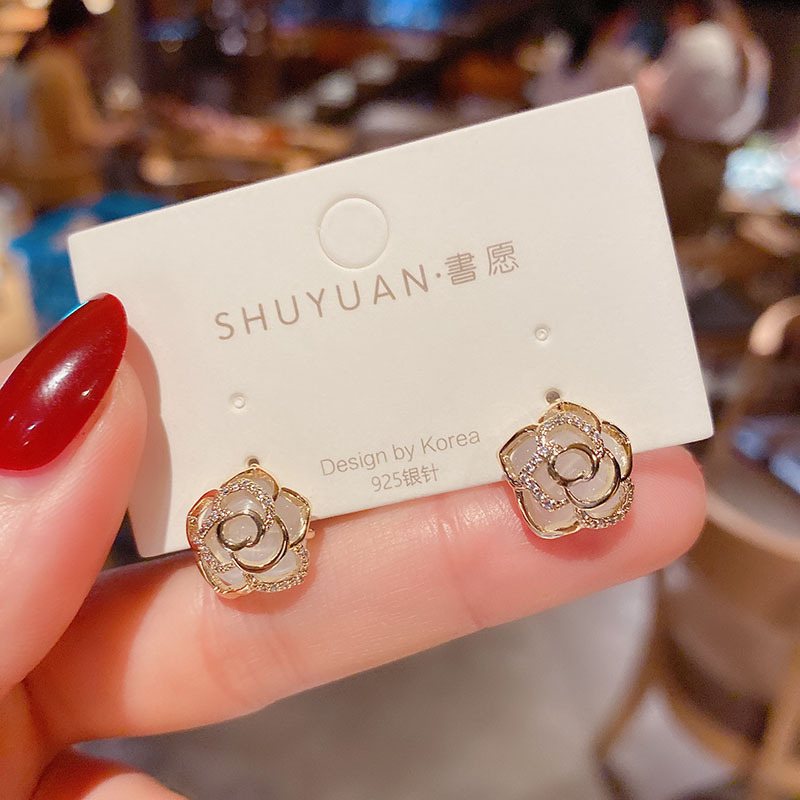 Korea  Fashion Opal Small Fragrance Earrings display picture 8