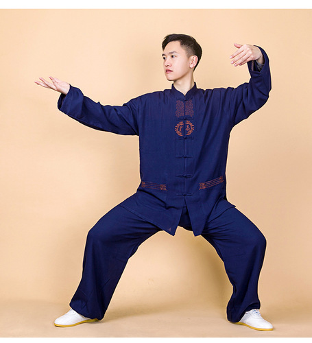 kung fu tai chi clothing for men cotton linen embroidery tai ji quan training wushu martial art performance tops and pants clothing for female