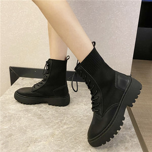 Martin boots women’s fashion in autumn and winter 2021 British style knitted net red single boots thick soled short boot