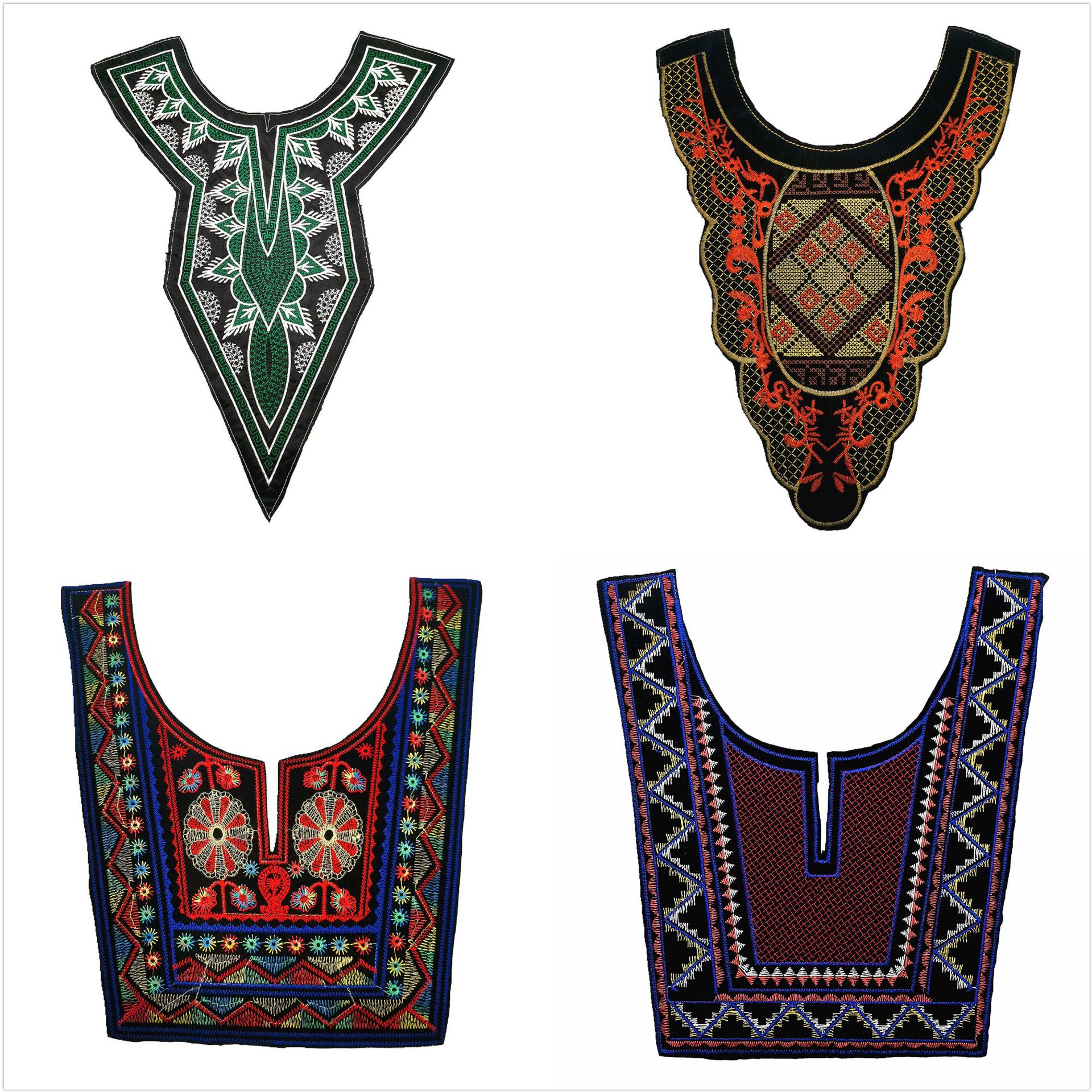 厂家直销 女装服饰民族风多彩刺绣领花 服装衣领 复古假领子 定制