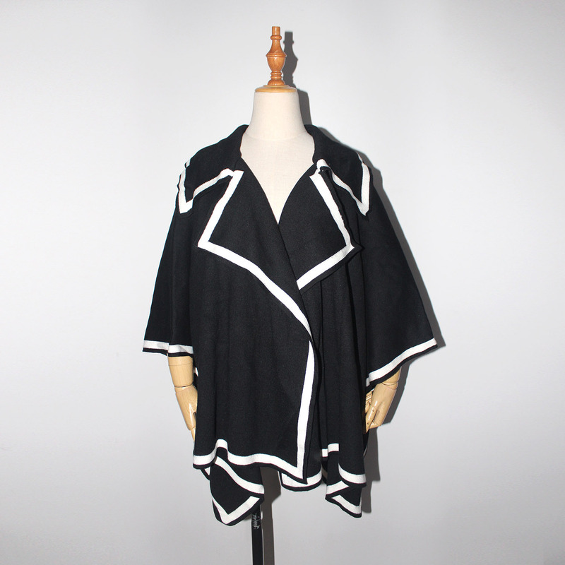 High-End Atmospheric Boss Lady's New Knitted Cloak Shawl Japanese Single Japan Wool Outwear Pure Color Cardigan