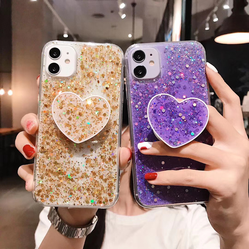 New New Glue Glitter Heart Bracket Z5X/z1-PRO IQOO-PRO-5g V17-PRO Protective Cover