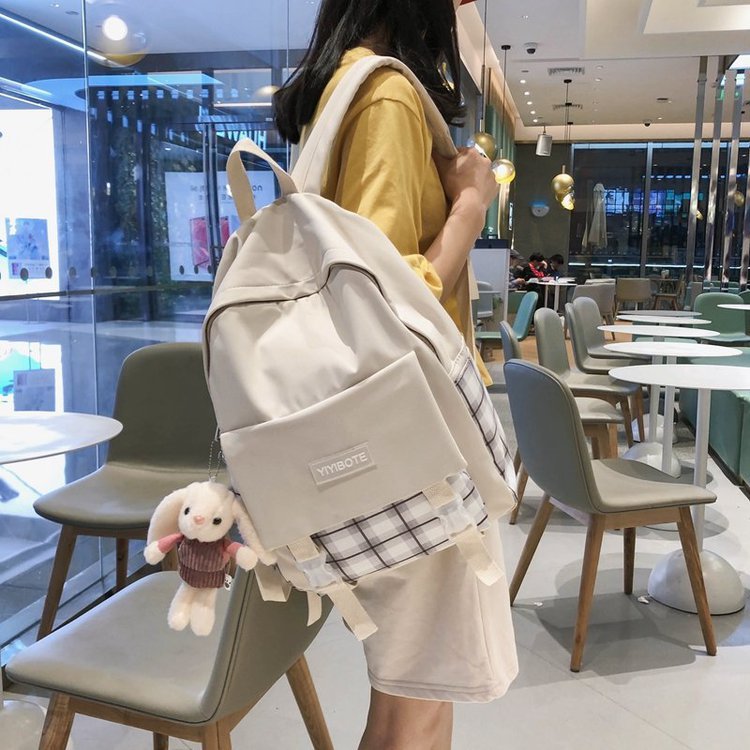 Schoolbag Korean Fashion Harajuku Cute Girl Student Small Fresh Contrast Color Plaid Backpack  Wholesale Nihaojewelry display picture 85