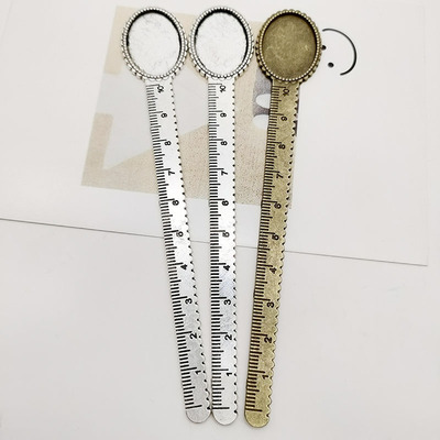 Antique Silver/Ancient and green 11.2 Ruler bookmark 134.6*22.6MM Private Customize gift alloy parts