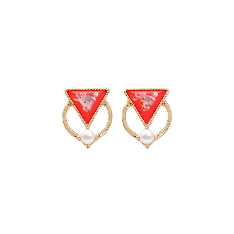 New Fashion S925 Silver Needle Earrings Geometric Candy Color Fragments Triangle Earrings Wild Pearl Earrings display picture 9