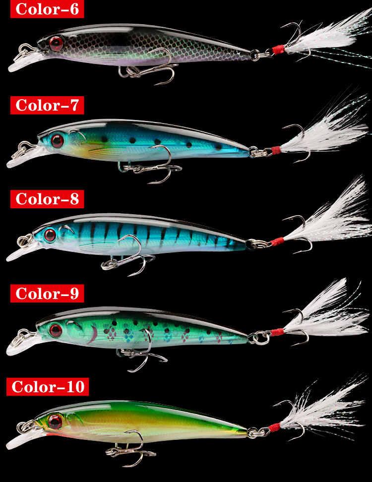 Shallow Diving Minnow Lures Hard Plastic Baits Bass Trout Fresh Water Fishing Lure