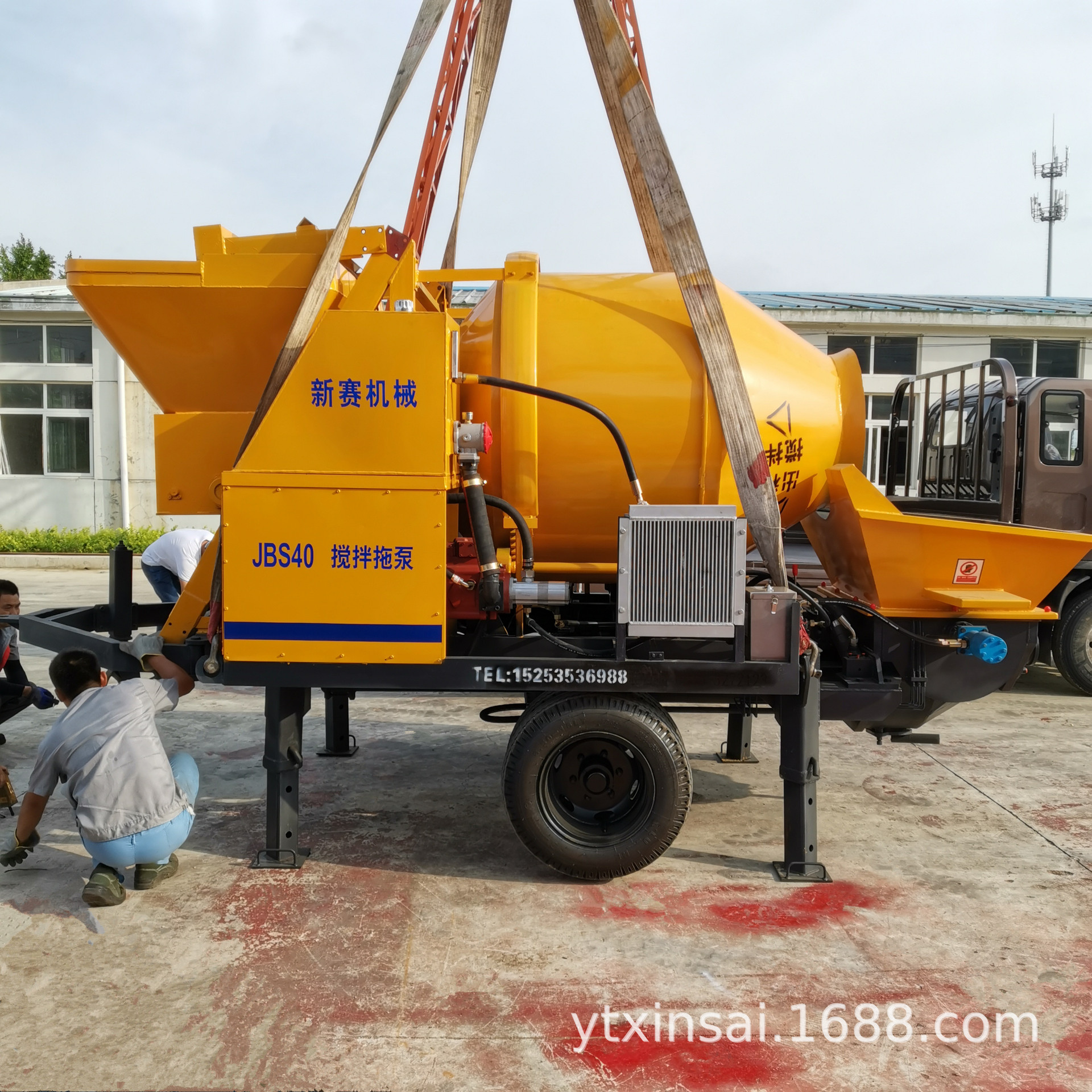 搅拌罐带输送泵 扬程100米 搅拌量每小时15立方 用电 移动方便