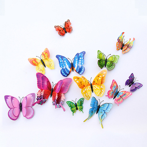 Fanxi's new double-layer mixed color butterfly PVC magnetic butterfly room living room decoration three-dimensional refrigerator sticker