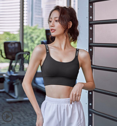 Sports bra women's seamless adjustable fitness sling running bra fitness yoga vest beautiful back letter bra