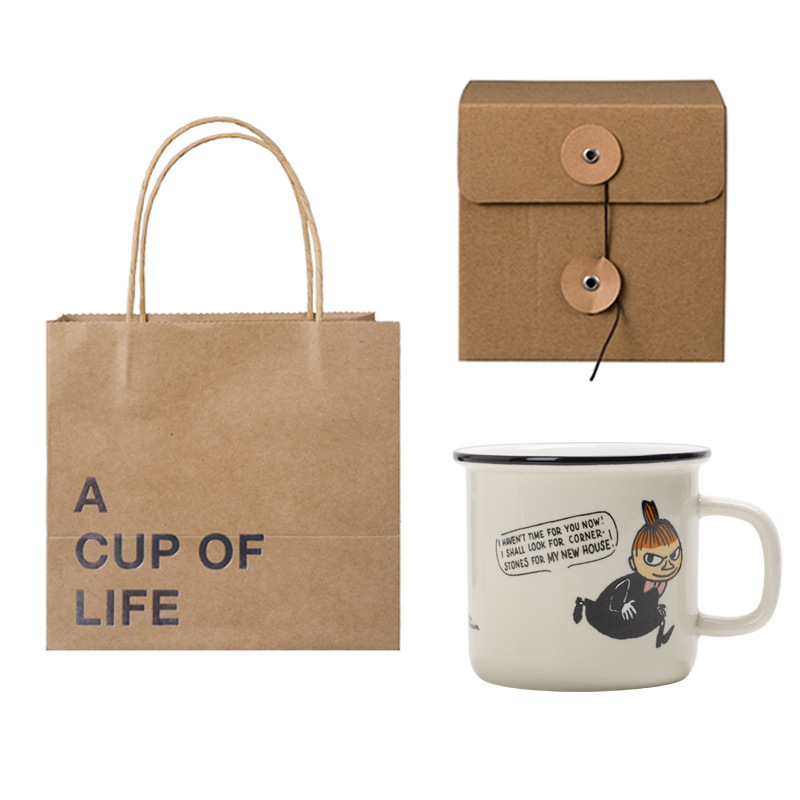 Nostalgia retro taza de esmalte imitación de dibujos animados taza de leche de cerámica marca taza de publicidad regalos de taza de agua logotipo