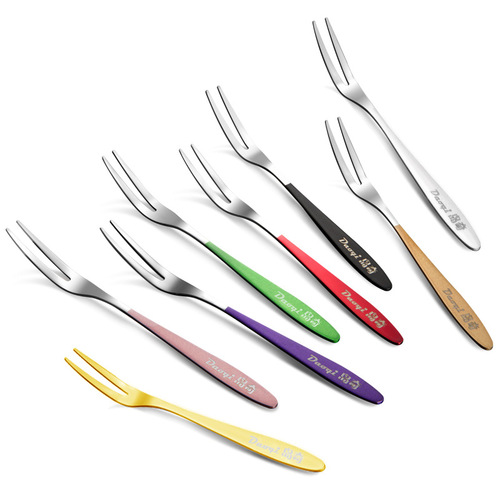 Daoqi 304 stainless steel fruit fork household thickened gold-plated creative fork dessert mooncake cake fork wholesale
