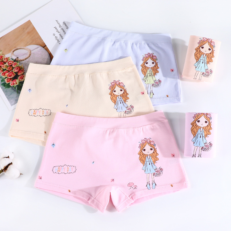 秋冬女童四角内裤精梳棉安吉鼠中大童儿童女孩学生短裤平角裤头|ru