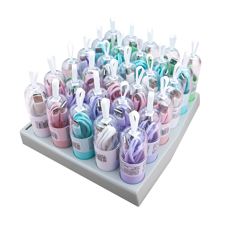 PVC Colorful Capsule Data Suitable for Apple, Android, Huawei Type-C 1m Charging Cable_voghion.com