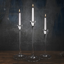 北欧式浪漫晚餐烛台复古欧美式现代餐桌创意道具摆件插杆玻璃烛台