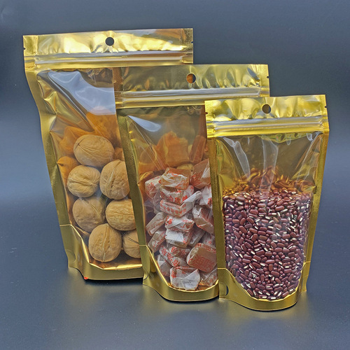 Exported to Thailand, golden self-standing bone bag, translucent ziplock bag, fruit and vegetable durian dried packaging bag, food baking bag