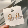 South Korean goods, earrings, retro long silver needle with tassels from pearl, french style, silver 925 sample, wholesale