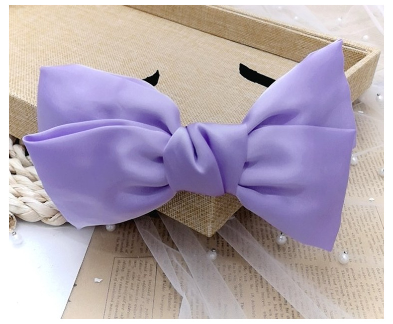 Korean Double-layer Big Bow Headband Pure Color Satin Cloth Wide-sided Hair Hole Headband Wholesale Nihaojewerly display picture 11