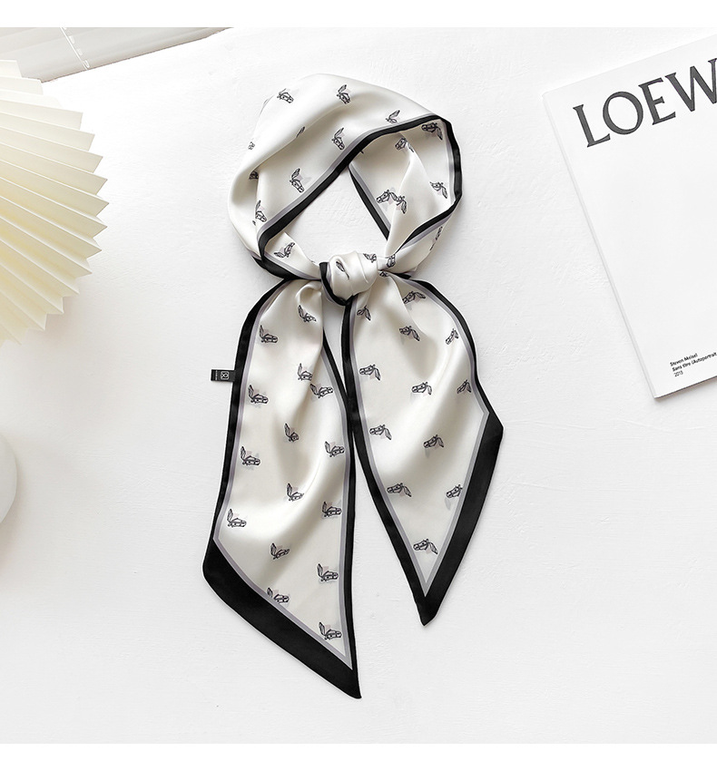 Beveled Angle Thin Narrow Long Ribbon Silk Scarf display picture 7