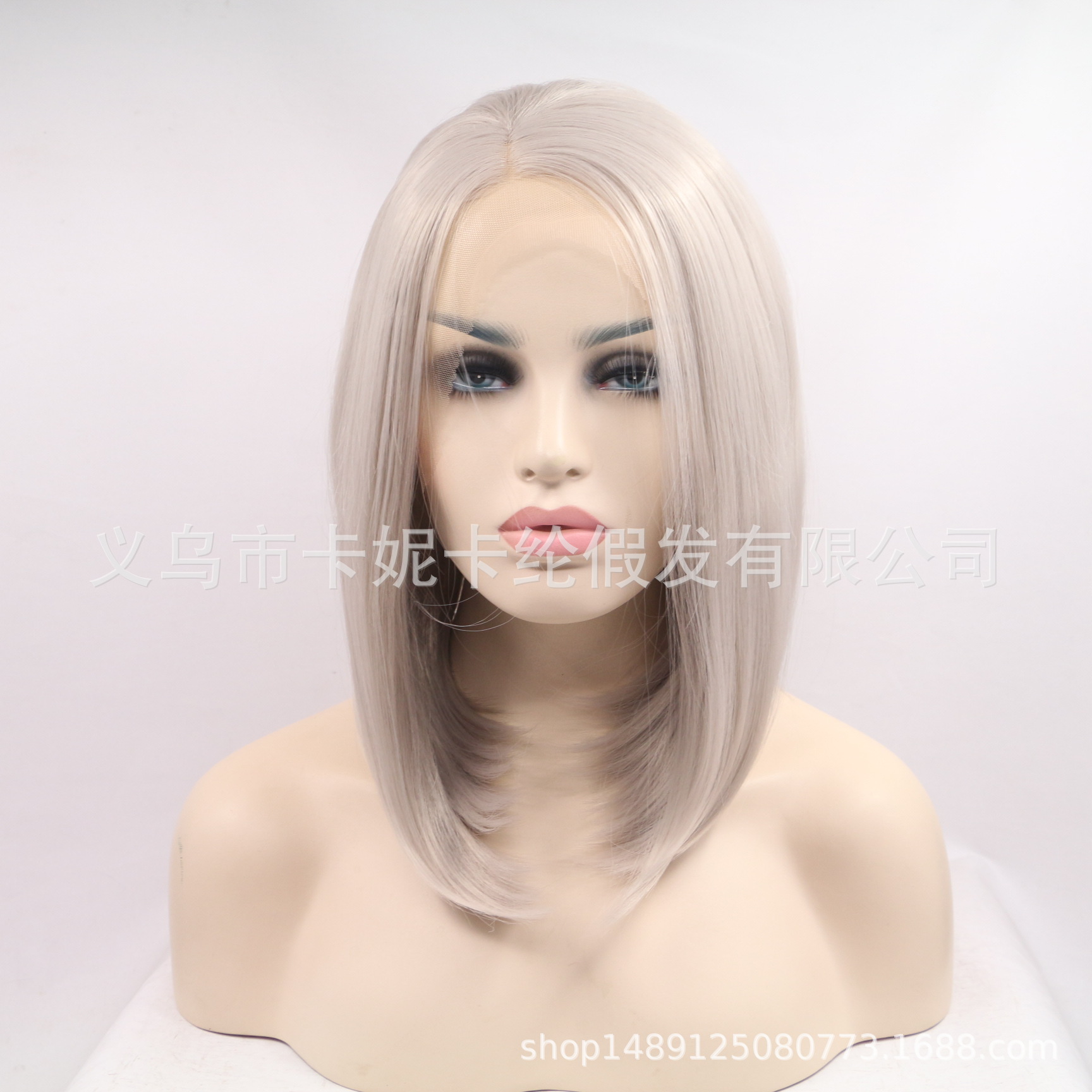 Europa y América de moda recta fibra química pelucón de cabello para mujeres al por mayor al por mayor encaje pelucón